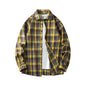 Men Shirt Plaid Flannel Long Sleeve Oversized Loose Cotton