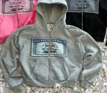 Y2K retro autumn hoodies for men printed patterns