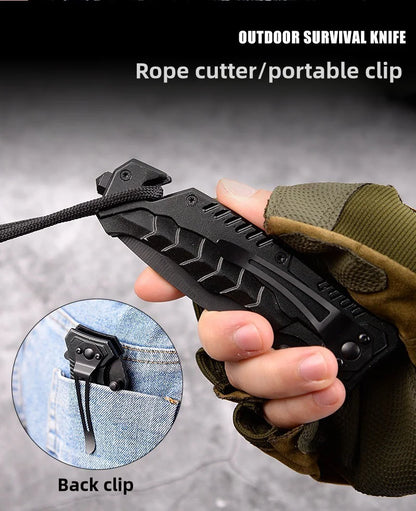 Multi functional outdoor camping knife with safety lock