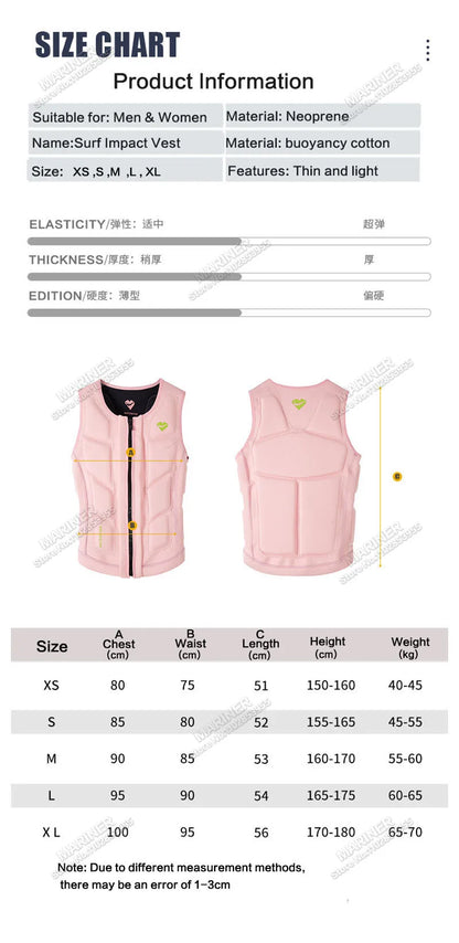 Premium Elastic Neoprene Impact Vest wake surfing Comp Vest