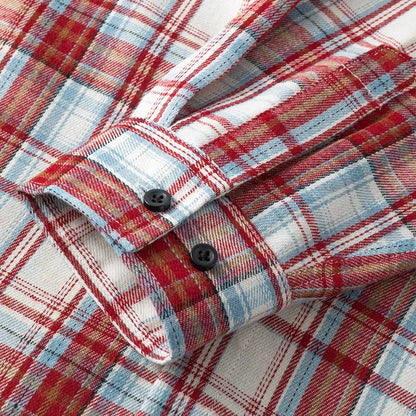 Men Shirt Plaid Flannel Long Sleeve Oversized Loose Cotton