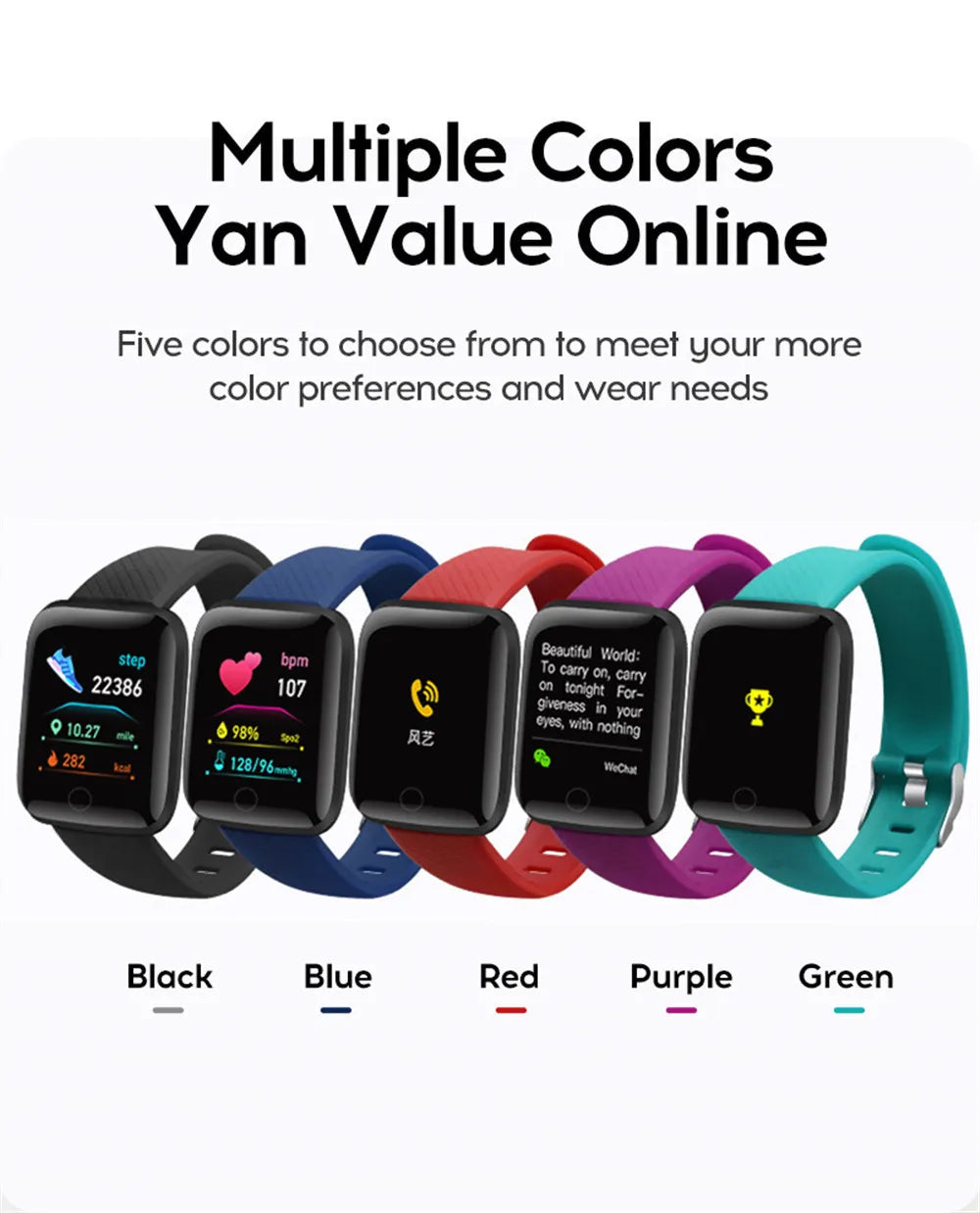 Smart Watch 116Plus D13 Y68 Sport Wristband Running Fitness Monitor