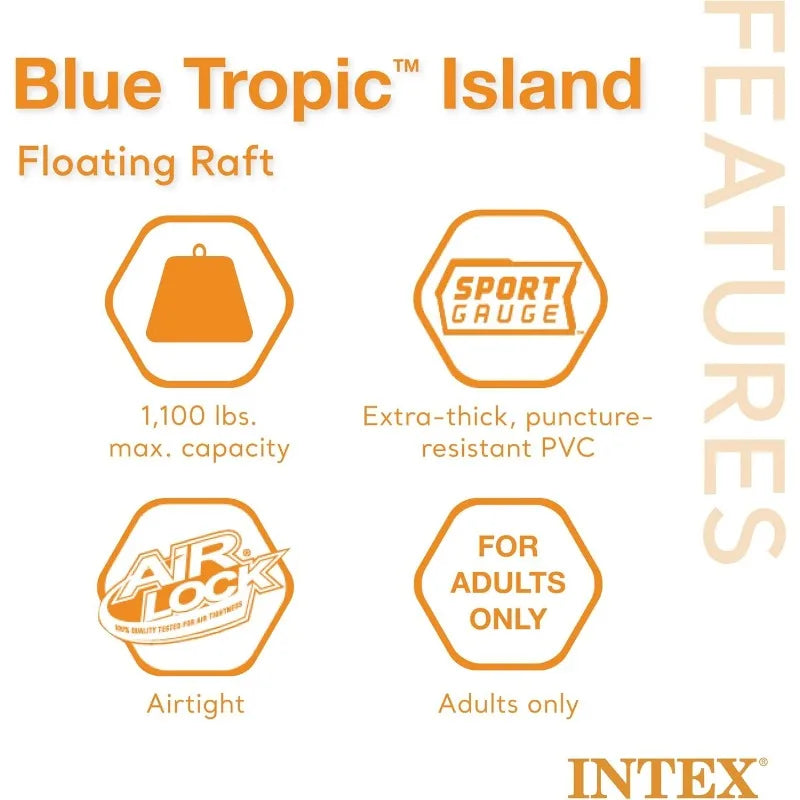Intex Blue Tropic Inflatable 5 Person Raft or Swimming Pool