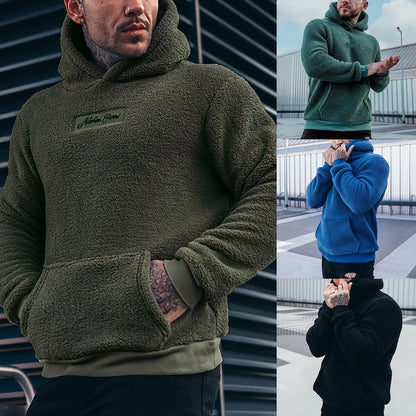 Men's Autumn Plush Hoodies Fuzzy Fleece Comfy