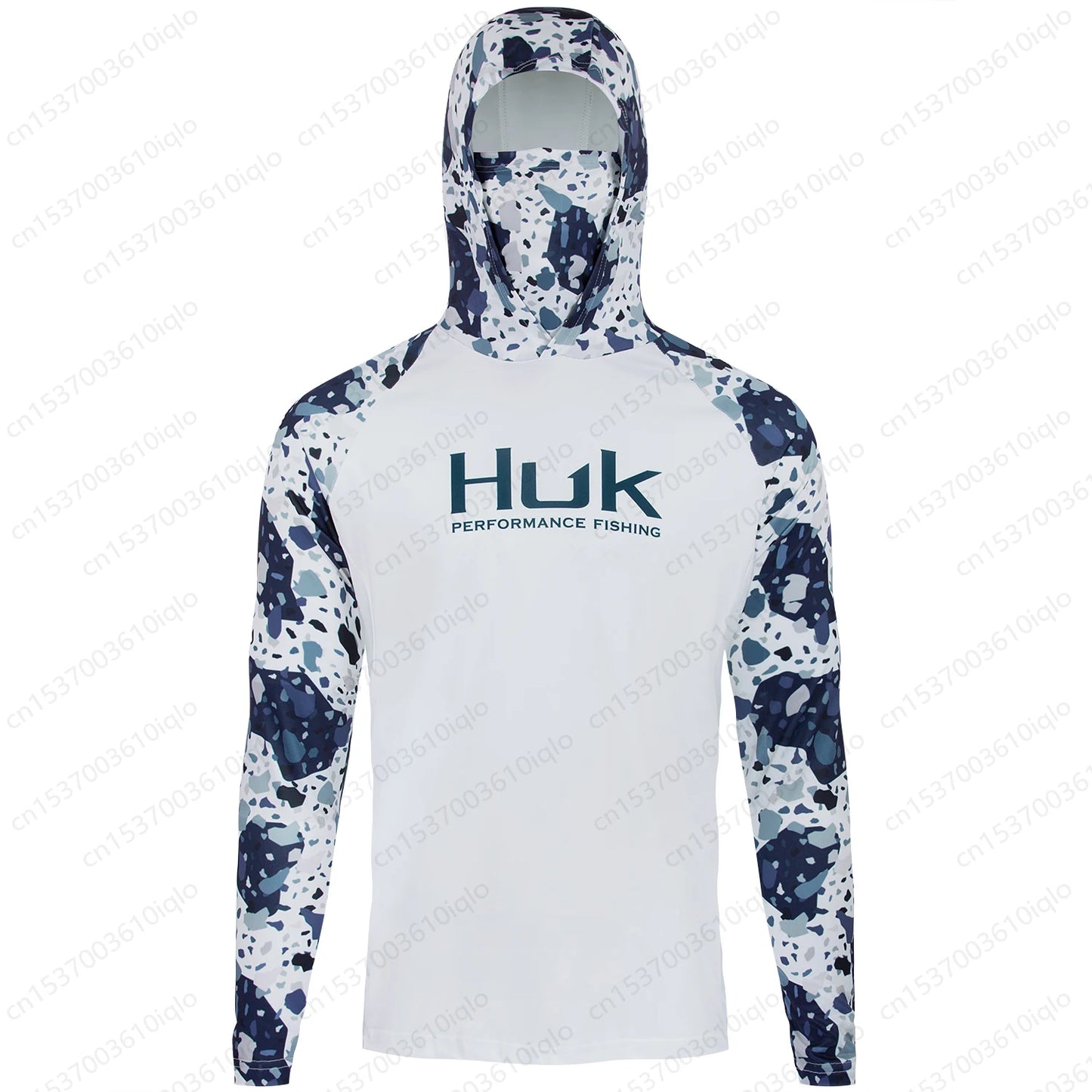 HUK UPF 50+ Long Sleeve Hooded Face Cover Fishing Shirts