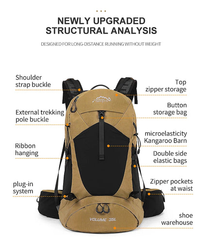 Mountaineering backpack 35 liters men's and women's outdoor sports bag