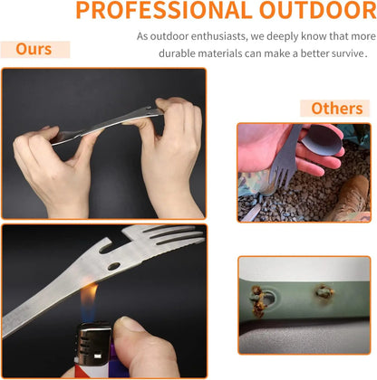 5-in-1 Utility Tactical Spork, Stainless Steel Spoon & Bottle Opener