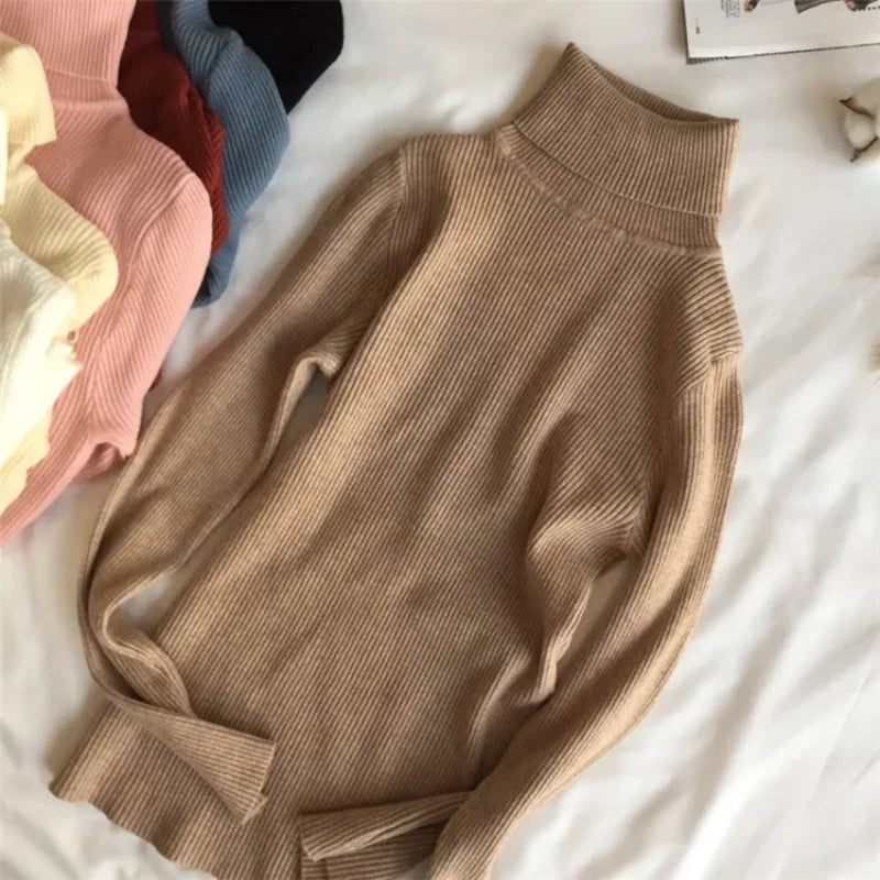 Autumn Winter Thick Sweater Women Knitted Ribbed