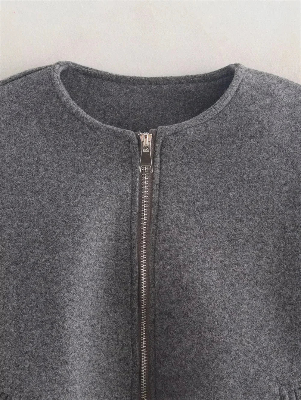Ladies Fashion Autumn Jacket Women Round Neck
