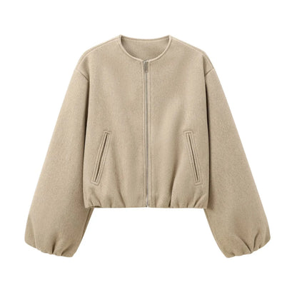 Ladies Fashion Autumn Jacket Women Round Neck