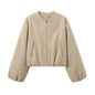 Ladies Fashion Autumn Jacket Women Round Neck