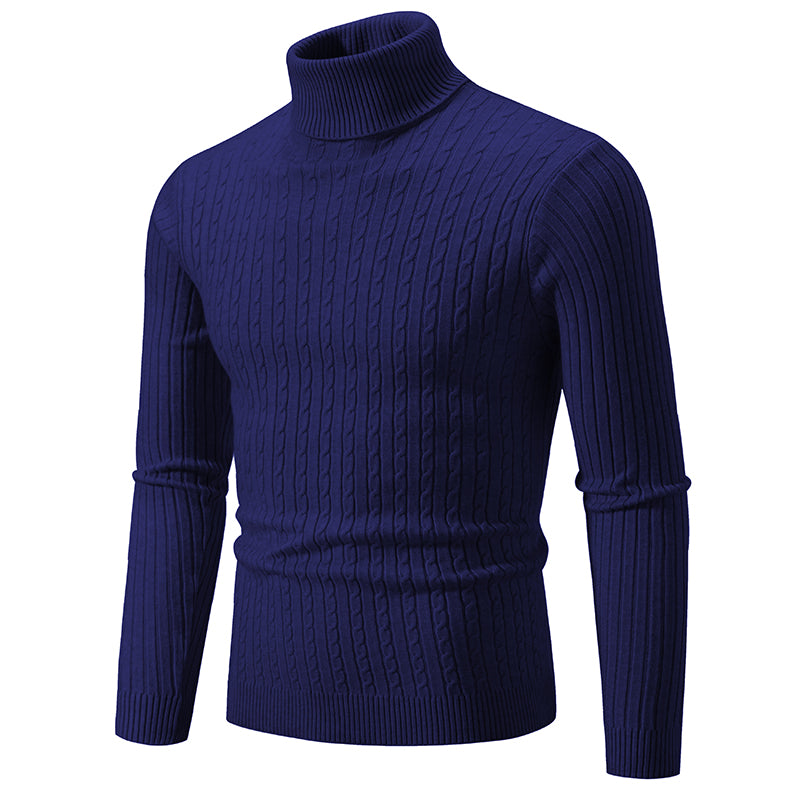 New Men's High Neck Sweater Solid Color Pullover