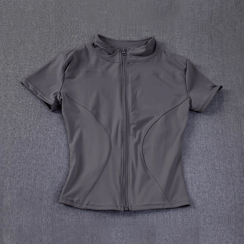 Women sport wear Slim Fit Polyester Quick-drying Full Zip Outdoor Fitness Running