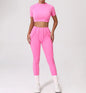 Seamless Yoga Sets Sports Fitness Hip-lifting High Waist Pleated Pants Long-sleeved Suits