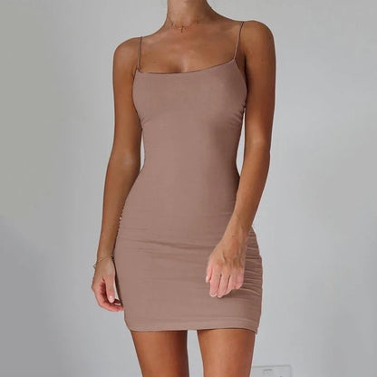 Summer Spaghetti Strap Mini Dress 2025 Women Sexy Bodycon