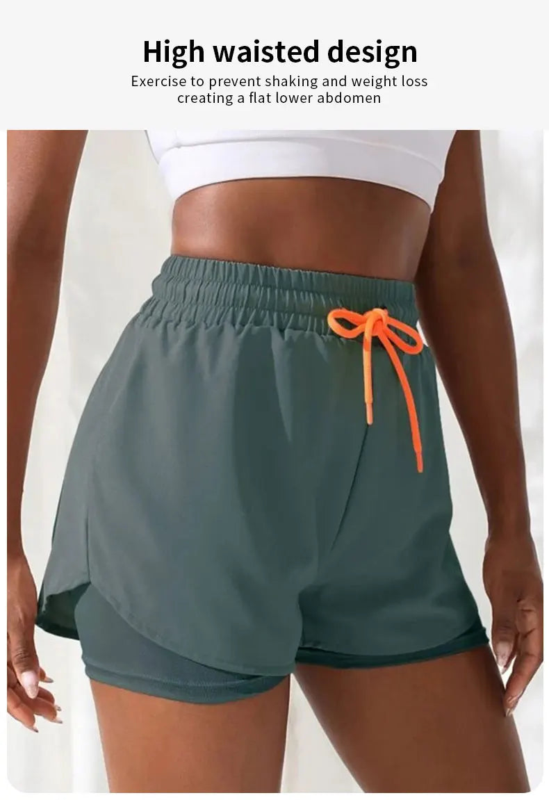 Women's High Rise Yoga Shorts With Elastic Proximity Control Running Shorts