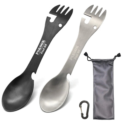 5-in-1 Utility Tactical Spork, Stainless Steel Spoon & Bottle Opener