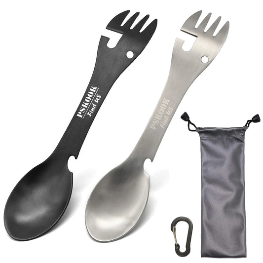 5-in-1 Utility Tactical Spork, Stainless Steel Spoon & Bottle Opener