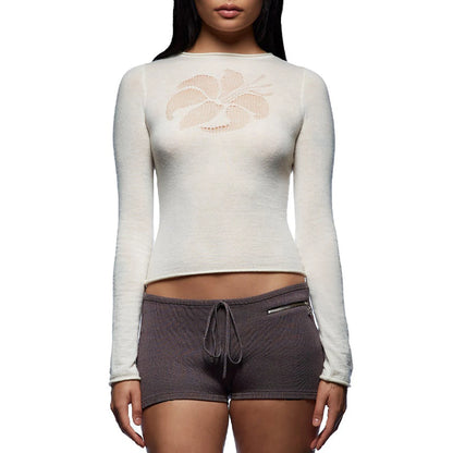 Women s Floral Long Sleeve Knit Sweater Cozy