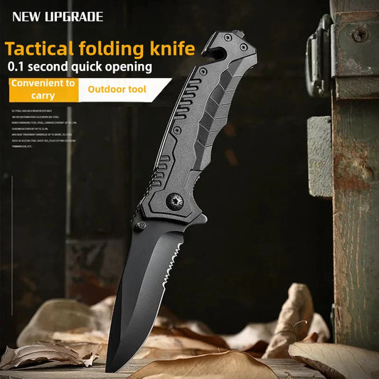 Multi functional outdoor camping knife with safety lock