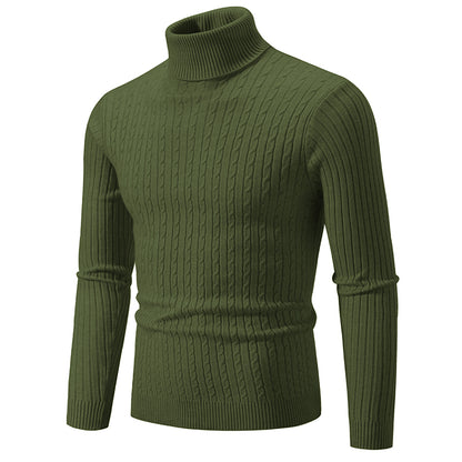 New Men's High Neck Sweater Solid Color Pullover