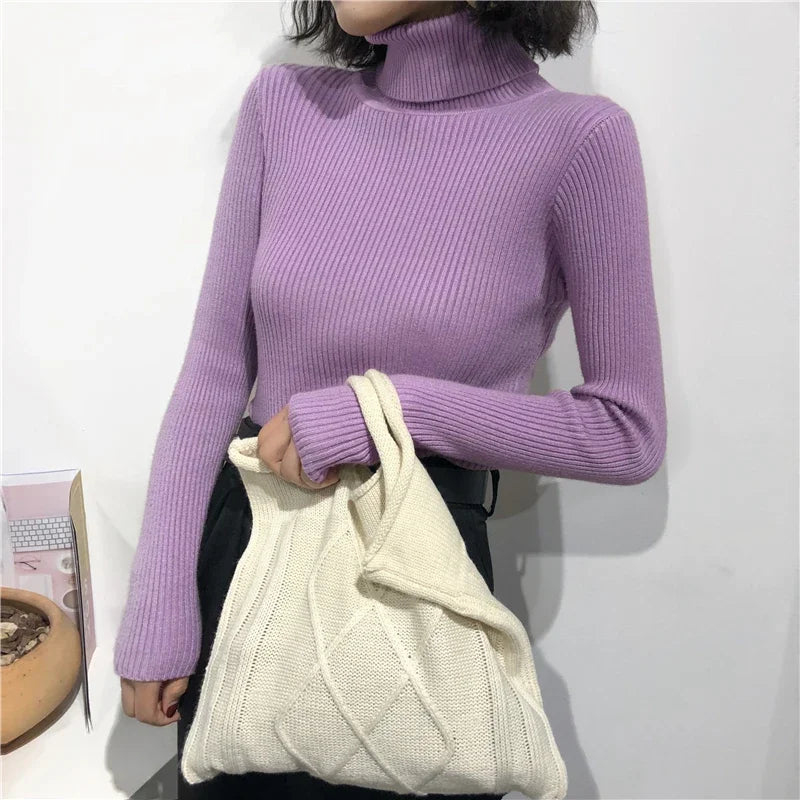 Autumn Winter Thick Sweater Women Knitted Ribbed