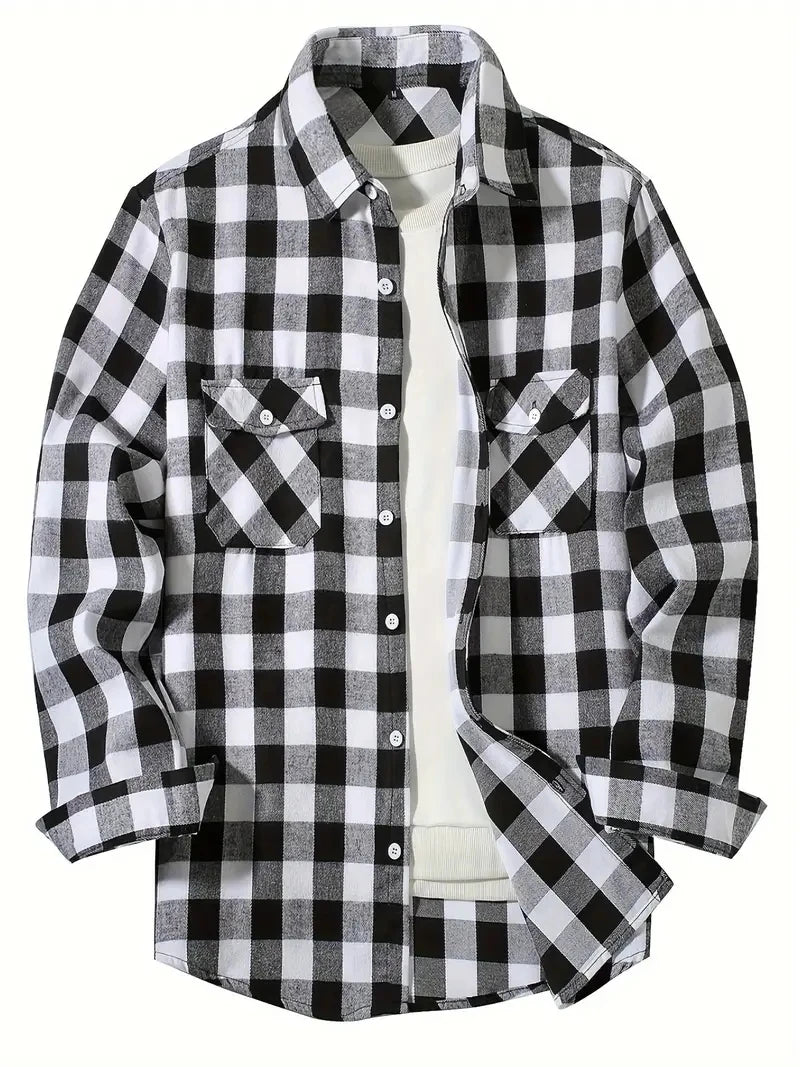 Spring and Autumn Fashion Cotton Long Sleeve Men's Flannel