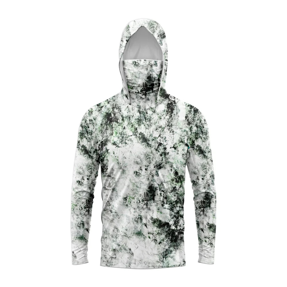 Men Hood Fishing Shirt long sleeve fishing t shirt uv protection