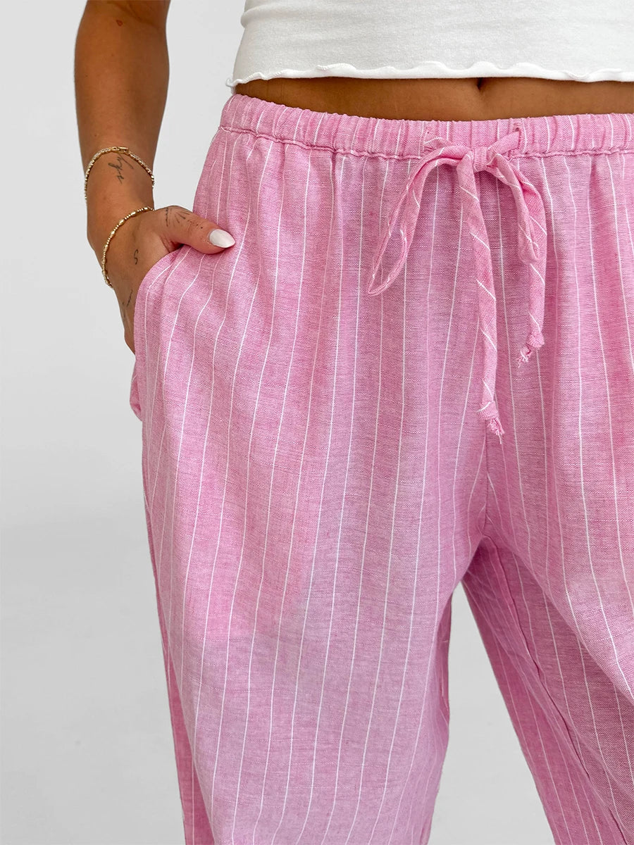Women Loose Fit Pants with Drawstring Waist