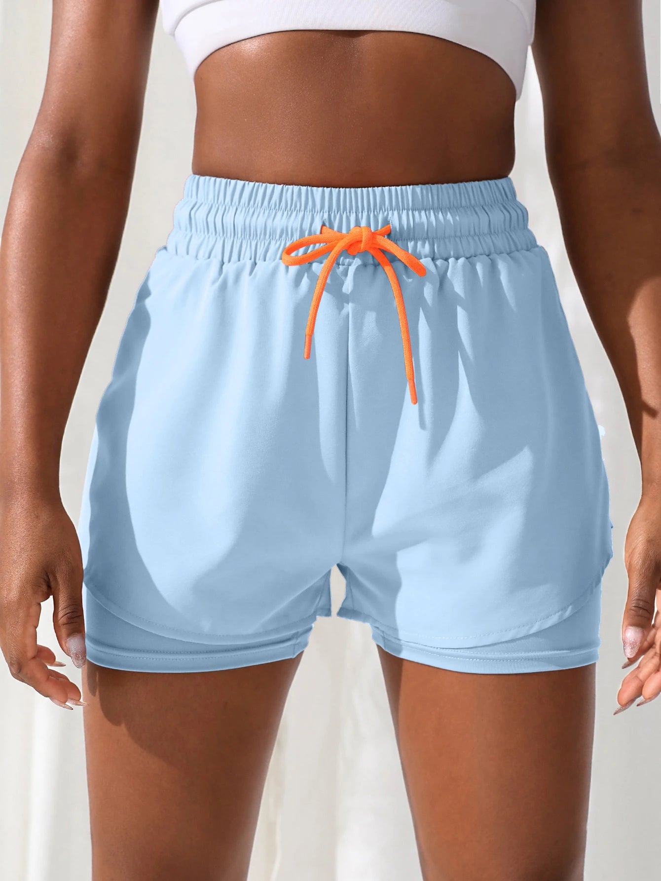 Women's High Rise Yoga Shorts With Elastic Proximity Control Running Shorts