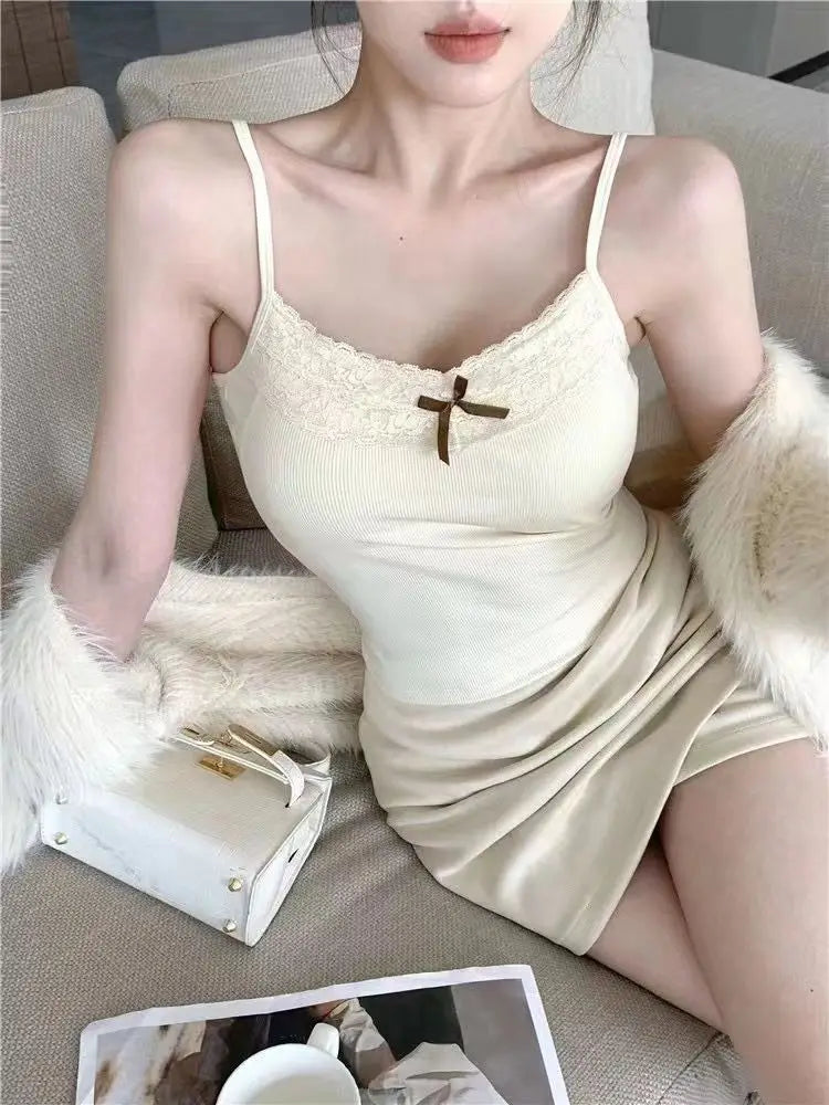 Women Camisole Tank Tops Sexy Bow Sleeveless Corset Top with Chest Pad