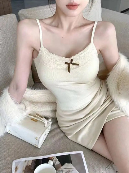 Women Camisole Tank Tops Sexy Bow Sleeveless Corset Top with Chest Pad
