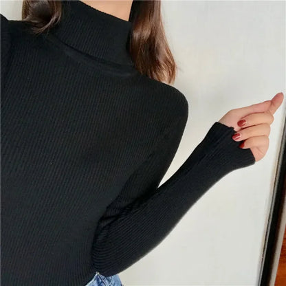 Autumn Winter Thick Sweater Women Knitted Ribbed