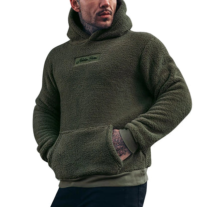 Men's Autumn Plush Hoodies Fuzzy Fleece Comfy