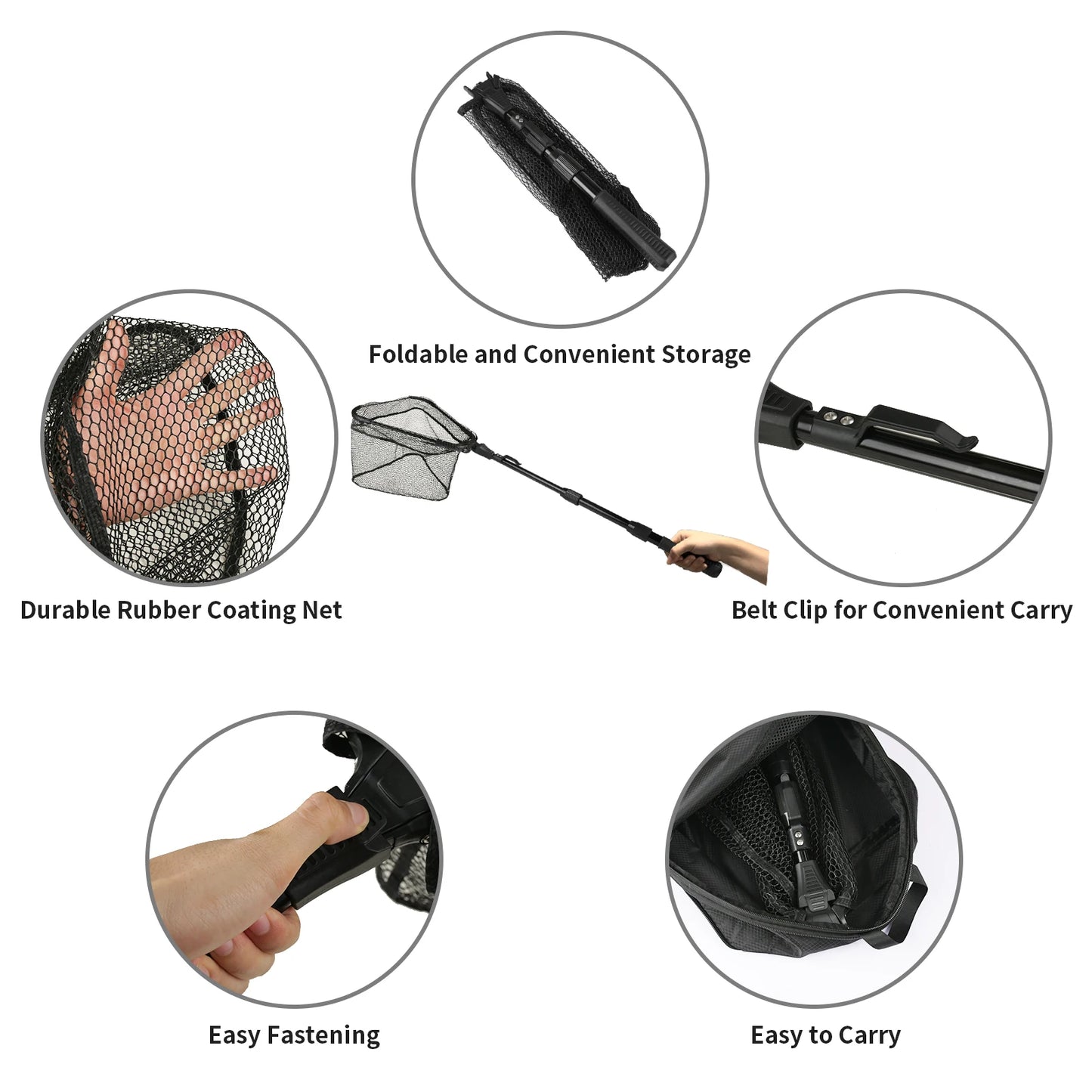 Telescopic Landing Net Folding Fishing Pole Extending