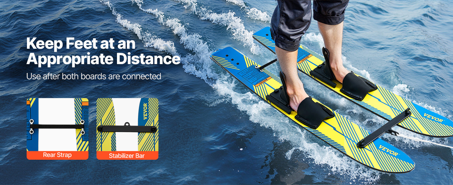 VEVOR Water Skis, Kids Water Ski Trainers with X-7 Adjustable Bindings
